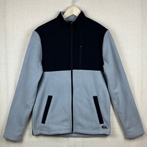 QUIKSILVER The Trail Polar Fleece Jacket Alloy Gray Black NWT